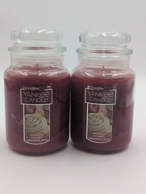 Lot of 2 Yankee Candle Sugared Cinnamon Apple 22 oz Large Jar Unburned NEW